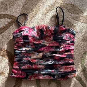 Express Pink and Black Floral Camisole NWOT